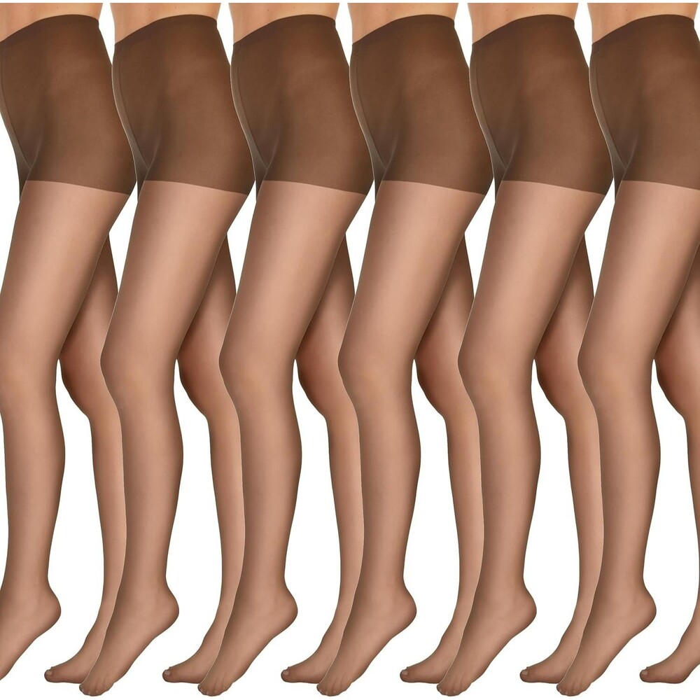 6-Pack L'eggs Everyday Control Top Sheer Pantyhose Size B Suntan Nylon Comfort